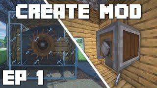 Minecraft Create Mod Tutorial - Water Wheel & Mechanical Press Ep 1