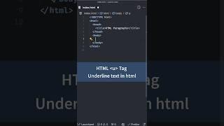 Text Formatting Tags in HTML, u Tag for Underline Style | HTML CSS Tutorial for Beginners #html