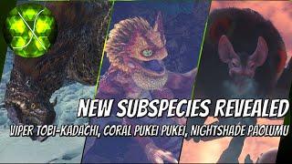 MHW Iceborne: New Subspecies Revealed! Viper Tobi-Kadachi, Coral Pukei Pukei, Nightshade Paolumu