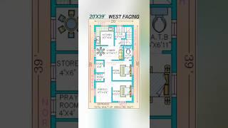 20'X39'west facing house plan#open#drawing