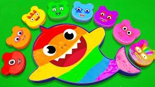 Making Rainbow Baby Shark Bathtub with Mixing SLIME inside Dirty Bear Shapes! Satisfying ASMR Videos