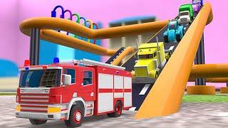 Learn Colors for Children with Street Vehicle Spray Coloring Multi Level Track Parking 3D Cars Kids