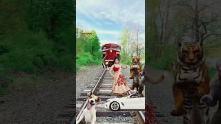 Tiger Thenos Girl Dance On Car Funny Train Vfx Video #shorts