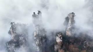 Aerial photography of Tianzi Mountain in Zhangjiajie National Forest Park on January 8, 2025