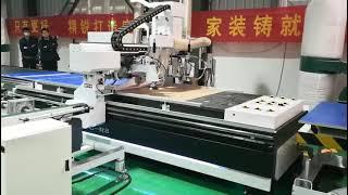 atc cnc router machine with auto pushing unloading function for woodworking