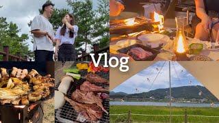 [캠핑vlog] 여름캠핑 도전 시원하게 즐기기｜강변캠핑장｜원터치텐트｜옥타타프｜선풍기｜여름캠핑용품｜캠핑양갈비｜그리들삼겹살김치｜캠핑요리밀키트추천｜칠곡보오토캠핑장｜신혼부부브이로그