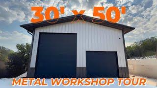 30x50 Metal Workshop Complete Tour | Metal Buildings with Concrete | WolfSteel Buildings