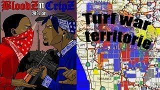 CRIPS VS BLOODS - Turf war territorie map (Los Angeles Gangs)