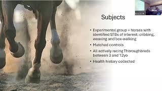 Stereotypic behaviours on race horse biomechanics and nutritional requirements by Phd. Cand. B Davis