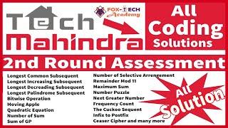 Tech Mahindra 2021 all Coding questions solution | Tech Mahindra Cognitive Test Questions | Non-SDE