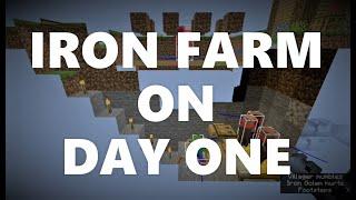 Minecraft Elegance: Iron Farm on Day 1 of Survival, Java 1.16+