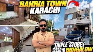 125Sq Yards TRIPLE-SYOREY VILLA HUGE BASEMENT | Bahria Town Karachi | Ali Block Road Category