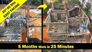 Step By Step Indian 30*40 house construction(East Facing), time lapse - 5 months work in 25 minutes