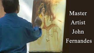 Painting demonstration by master artist John Fernandes at Indiaart Gallery