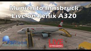 LIVE: Munich to Innsbruck in Fenix A320 with Austrian Airlines 118, Today 2000 UTC