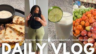 VLOG | 11 LBS DOWN!, BRAZILIAN LEMONADE, LIFESTYLE CHANGES, MINI CLOSET CLEAN OUT, GROCERY HAUL