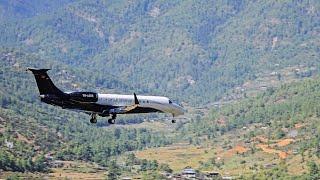 Heart-Pounding Touchdown! VNA268 Embraer Legacy 600 Lands at World's Most Dangerous Airport - Paro!!