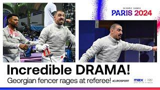 Referee 'KILLED ME' again storms Georgian world number one fencer  #Paris2024 #Olympics