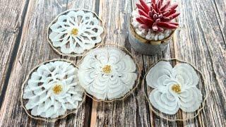 #1502 Elegant 3D Resin Bloom Coasters with Four Different Designs