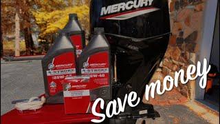 How to change the oil in 50hp Mercury Outboard.