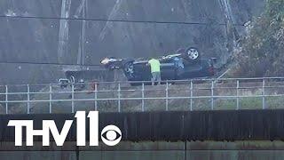 Truck drives off overlook at Arkansas dam