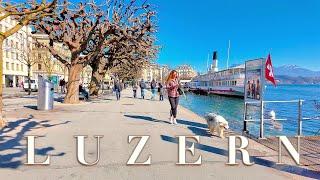 SWITZERLAND LUCERNE  Currently Stroll: the Beauty of Lucerne's Embankment & Central Streets 4K