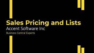 Microsoft Dynamics 365 Business Central - New Sales Pricing and Lists