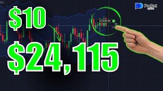  BEST STRATEGY FOR Pocket Option  $10  $24,115  Live trade #binaryoptions #PocketOption