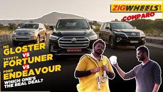 MG Gloster vs Toyota Fortuner vs Ford Endeavour | The S-U-V Test | Zigwheels.com