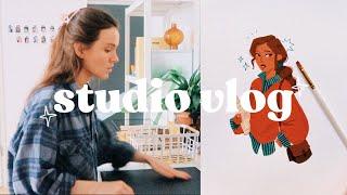 STUDIO VLOG  painting with holbein acrylic gouache & packing patreon happy mail 