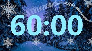 60 Minute Winter Snow Countdown Timer with Relaxing Music