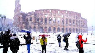 Wild snowfalls cover Italy while floods hit the plains