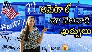 America lo నా monthly expenses | తెలుగు లో | ️my home | cost of living in USA | students #vlog