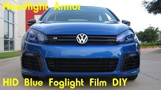 HID Blue LED Bar / Fog Light Tint Protection Film DIY - Volkswagen Golf R - Headlight Armor