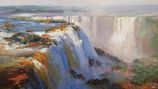 PINTAR UNA CASCADA | #óleo sobre #lienzo | #WATERFALL PAINTING PROCESS