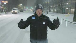 Snow, freezing drizzle coat roads in Detroit, Michigan