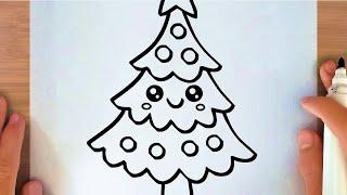 HOW TO DRAW A CUTE CHRISTMAS TREE