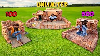 100 vs 500 vs Unlimited Bricks House Making Challenge