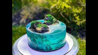 ISLAND CAKE TUTORIAL| OCEAN JELLY | JELLO CAKE| CAKE TRENDS 2020