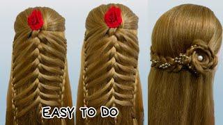 Most Beautiful Wedding Hairstyle for Girls | Easy Waterfall Braid Hairstyles | Christmas  Hairstyles