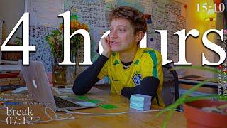 LIVE | 4-HOURS study with me ️ rain sounds & pomodoro timer 60 & 10