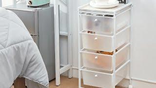 Suprima® Storage Carts - 4 Drawer Woodtop Shelf - White / Whitewash Top