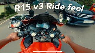 R15 v3 morning ride | ride feel | calicut | traffic day | raw sound 4k video