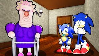 SONIC AND BABY SONIC VS ESCAPE GRUMPY GRAN IN ROBLOX