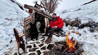 Building a Warm and Cozy wooden shelter for Survival in wilderness | adventure skills Bushcraft