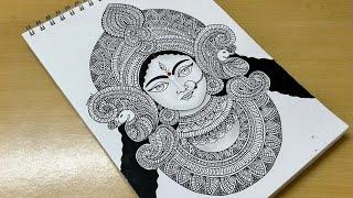 How to draw Mandala art of Maa Durga | Zentangle Doodle art | Navaratri Easy drawing | Durga puja