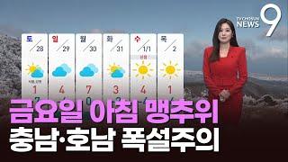 [날씨] 금요일 아침 맹추위…충남·호남 폭설주의 [뉴스9]