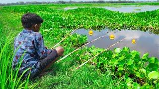 Fishing Video 2024 || Village Smart Boy Catch Fish by Hook From Village Canal With Beautiful Nature