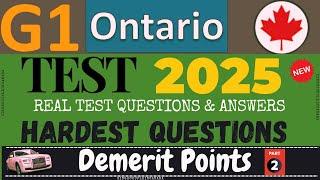 G1 test Ontario 2025 | G1 Practice Test Ontario 2025 | G1 Driving Test - All 2025 Exam Questions