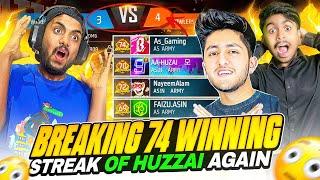 Big Youtuber Breaking 74 Winning Streak Of Huzzai Prank Gone Wrong  - Garena Free Fire Max